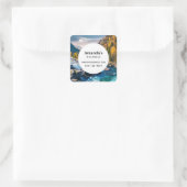 River and Mountains Schilderachtig Fotozaken Vierkante Sticker (Tas)