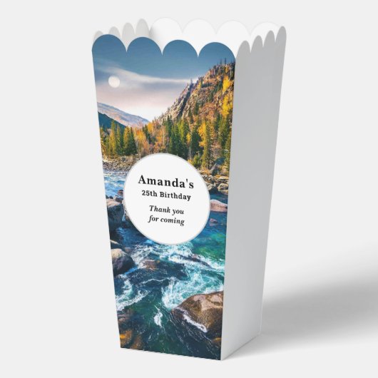 River and Mountains Schilderachtig verjaardag Bedankdoosjes (Voorkant)