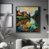 River Bank Impressionisme Foto Afdruk