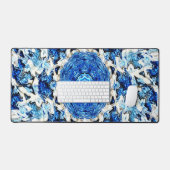 River blauw wit zwart mandala abstract bureaumat (Keyboard & Muis)