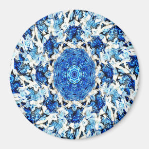 River blauw wit zwart mandala abstract magneet