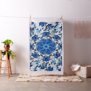 River blauw wit zwart mandala abstract stof
