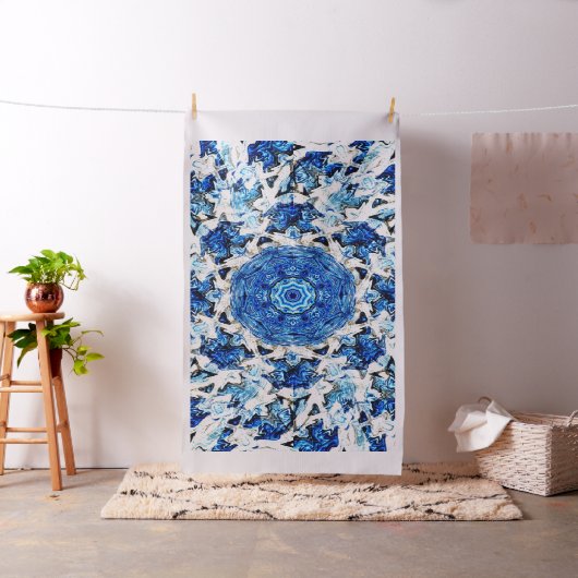 River blauw wit zwart mandala abstract stof (Voorbeeld)