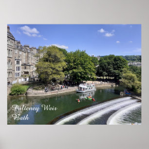 River Boat en Kajakken op Pulteney Weir, Bath Poster