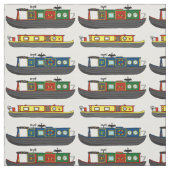 River Boats en Narrowboats Fun Boating Patterned Stof (Swatch)