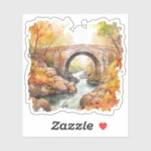 River Bridge Forest Herfst Sticker (Vel)