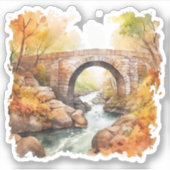 River Bridge Forest Herfst Sticker (Voorkant)