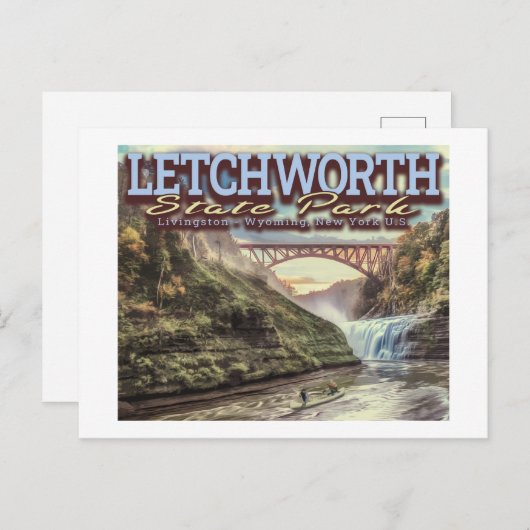 RIVER CANOEING - LETCHWORTH STATE PARK - NEW YORK BRIEFKAART (Voorkant / Achterkant)