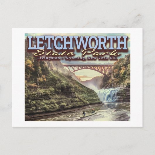 RIVER CANOEING - LETCHWORTH STATE PARK - NEW YORK BRIEFKAART (Voorkant)