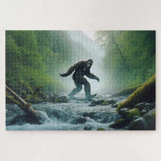 River Crossing Bigfoot, Bigfoot, sereen bos Legpuzzel (Horizontaal)