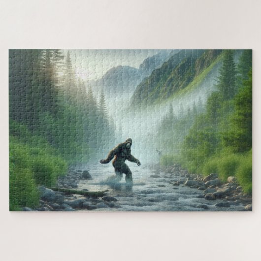 River Crossing Bigfoot, Bigfoot, sereen bos Legpuzzel (Horizontaal)