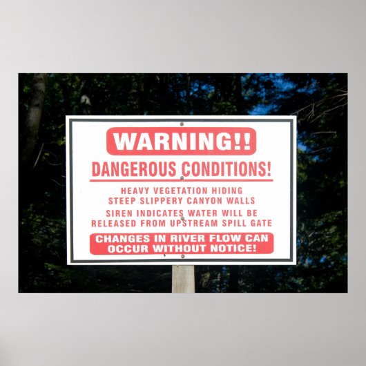 River Dam Warning Sign Print (Voorkant)