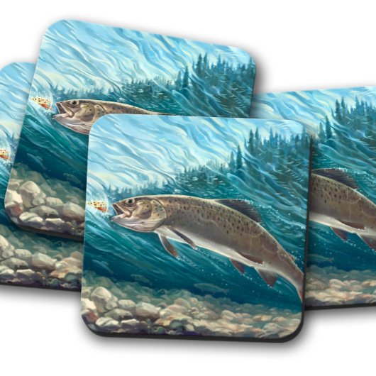 River Duo Onderzetter Set | Rustic Trout Onderzett