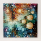 River Lanterns Alcohol Ink Legpuzzel (Horizontaal)