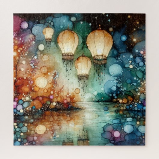 River Lanterns Alcohol Ink Legpuzzel (Verticaal)