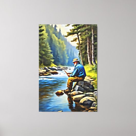 *~* River Man Vist Stroom Natuur AP49 Canvas Afdruk (Voorkant)