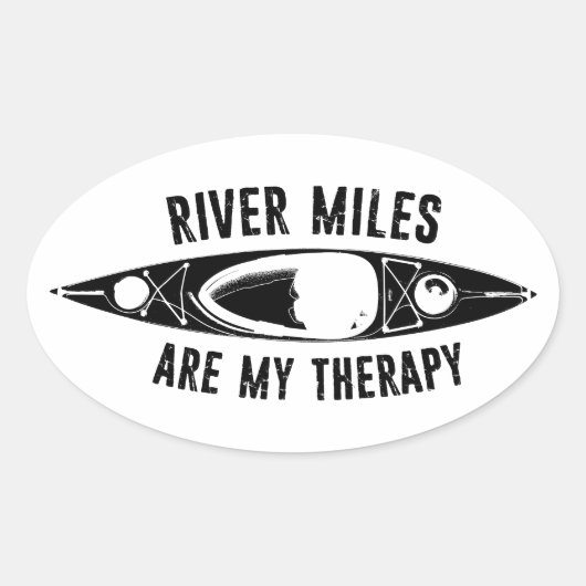 River Miles Are My Therapy Kayaking Ovale Sticker (Voorkant)