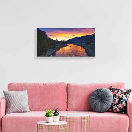 River Mountains Sunset Canvas Afdruk (Insitu (Woonkamer))