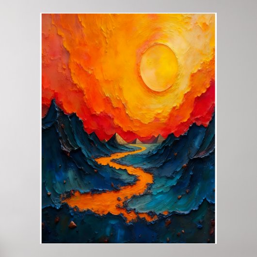 River of Fire: Impasto Oil Painting Poster (Voorkant)