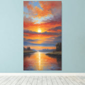 River of Fire: Serene Sunset Reflections Canvas Afdruk (Insitu (Houten vloer))