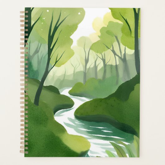 River of Green | Bos Watercolor Schilderij Planner (Voorkant)