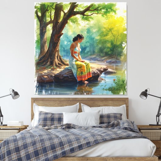 River of Thoughts voor Wall Art Canvas Afdruk (Insitu (Slaapkamer))