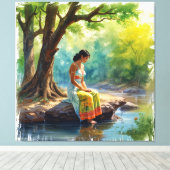 River of Thoughts voor Wall Art Canvas Afdruk (Insitu (Houten vloer))