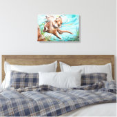 River Otter aquarel schilderij - Canvas Print (Insitu (Slaapkamer))