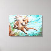 River Otter aquarel schilderij - Canvas Print (Voorkant)