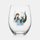 River Otter Water Schattige Wijnglas Zonder Voet (Voorkant)