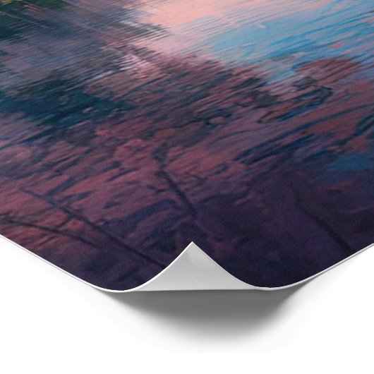 River, Pagoda en Cherry Blossom Poster (Hoek)