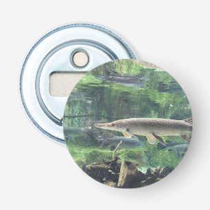 River Pike Fish Clear Water Foto Button Flesopener