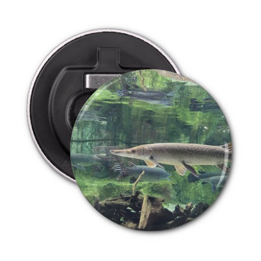 River Pike Fish Clear Water Foto Button Flesopener (Voorkant)