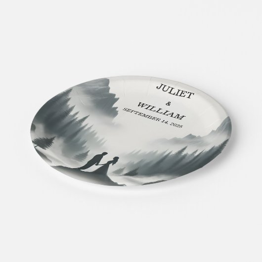 River Rain Cloud Natuur Smoky Mountain bruiloft Papieren Bordje (Gekanteld)