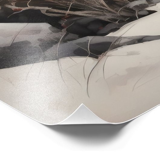 River Red Tree Ink Painting Foto Afdruk (Hoek)