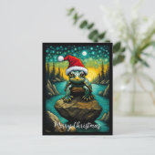 River Rock Schattige Baby Turtle Christmas Feestdagenkaart (Staand voorkant)