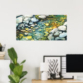 River rocks abstracte waterverf schilderij poster (Thuiskantoor)