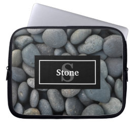 River Rocks met naam en monogram Laptop Sleeve
