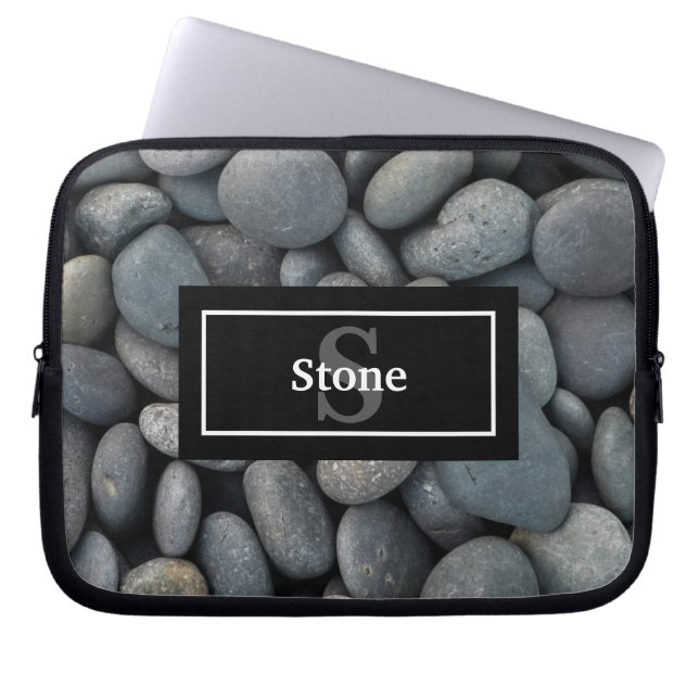River Rocks met naam en monogram Laptop Sleeve (Voorkant)