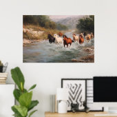 River Run Galoping Horses Art Poster (Thuiskantoor)