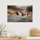 River Run Galoping Horses Art Poster (Keuken)