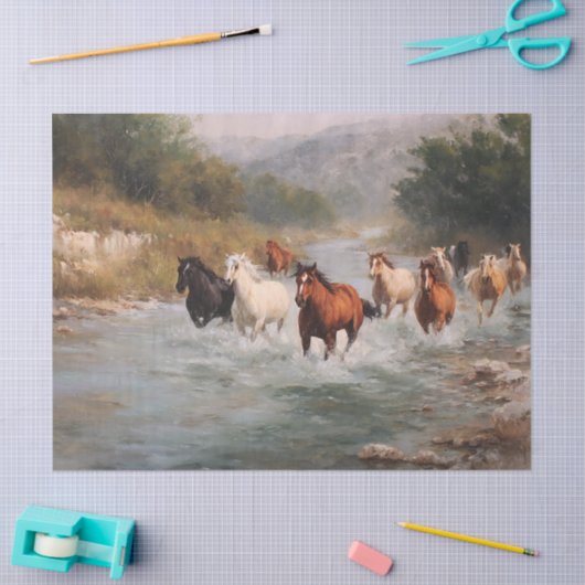 River Run Galoping Horses Decoupage Tissuepapier (Craft)
