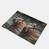 River Serenity: Capybaras Zwemmen in de Flow Deurmat (Schuin)