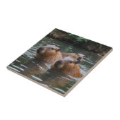 River Serenity: Capybaras Zwemmen in de Flow Tegeltje (Zijkant)