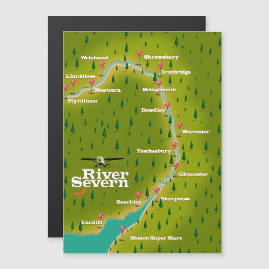 River Severn Wales Engeland reis kaart (Voorkant / Achterkant)