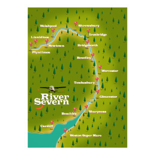 River Severn Wales Engeland reis kaart Foto Afdruk