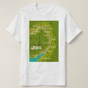 River Severn Wales Engeland reis kaart T-shirt