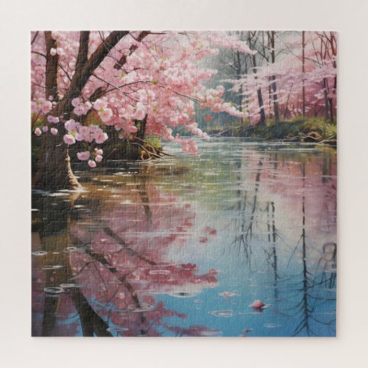 River Spring Bloeiende Bomen Legpuzzel (Verticaal)