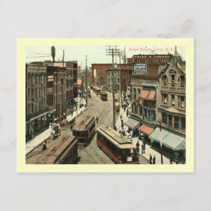 River St., Troy, Vintage van New York Briefkaart