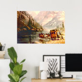 RIVER STAGECOACH CROSSING by SHARON SHARPE Poster (Thuiskantoor)